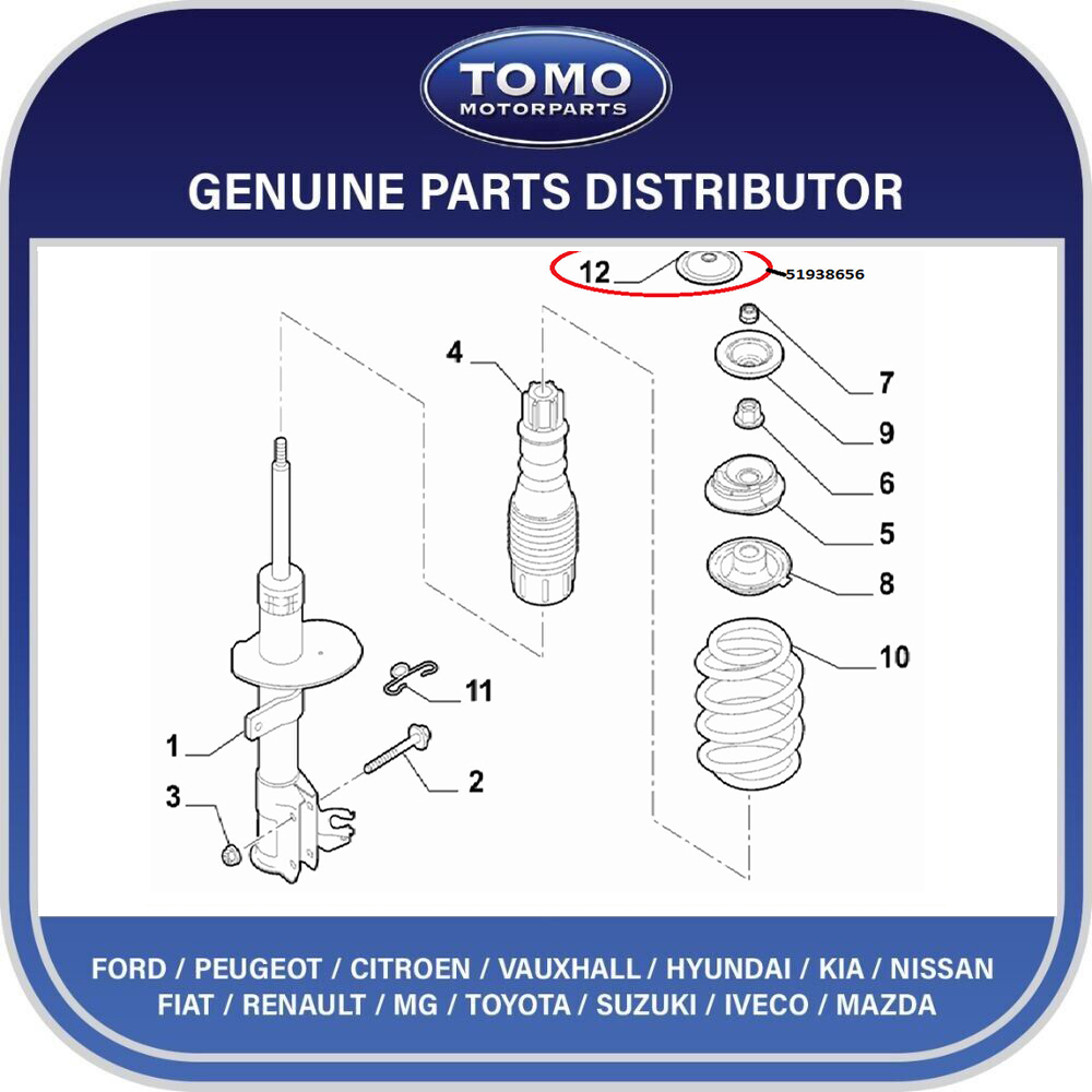 Set 2 Coperture Ammortizzatori Anteriori In Plastica Nera Per Fiat 500 E Abarth 500 (2007-2017) E Ford KA - Ricambio Originale OEM 51938656